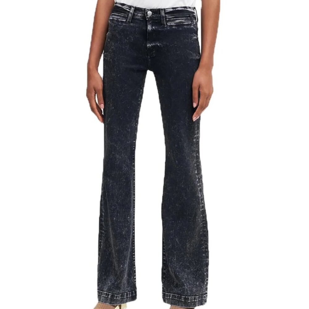 7 For All Mankind Dojo Original Denim Flared Jeans 26 Black Kings Wash NWT